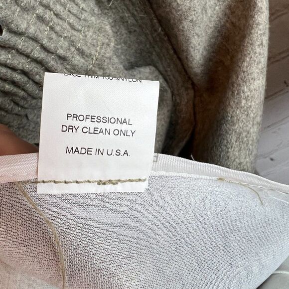 POLECI gray wool blend lined flared sleeve pocket elastic waist classic coat 4 - Picture 13 of 14